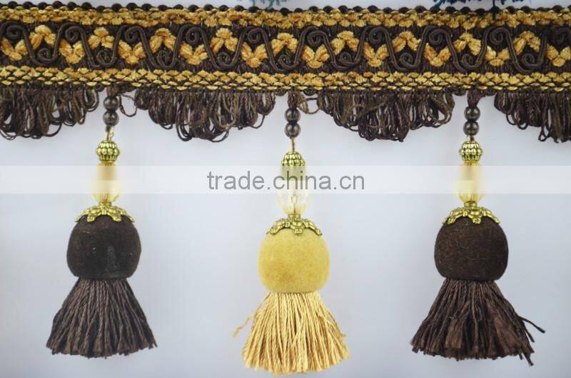 handmade decorative modern elegant red tassel fringe,tassel lace for curtain