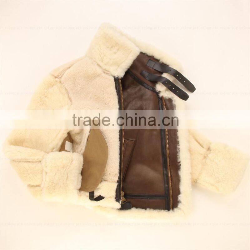 Mens Military Shearling Bomber Leather Jacket