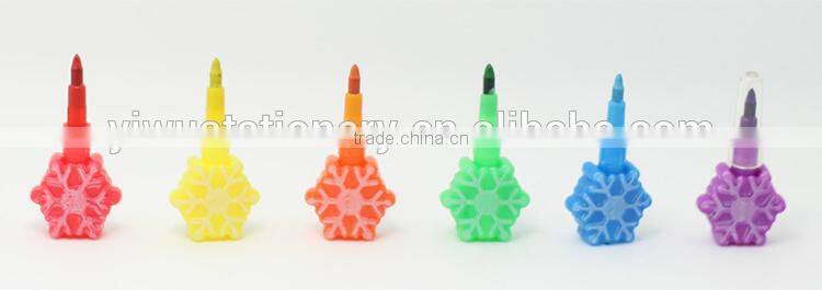 Chrismtas snowflake stackable crayon 6pcs coloring pencil