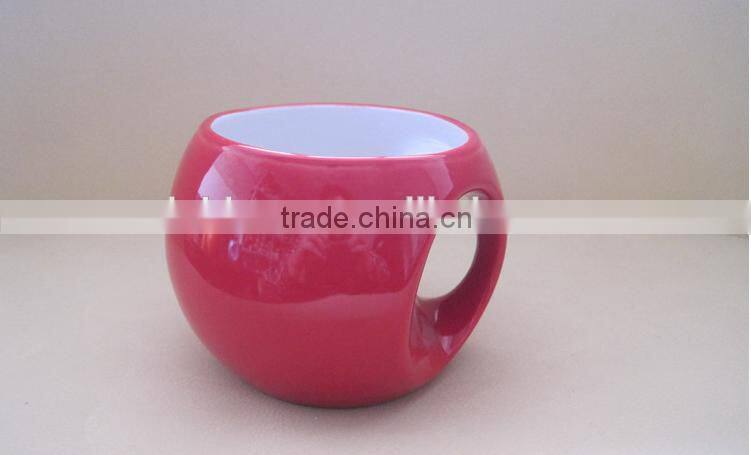 creative fancy peculiar football shape red yellow orange blue and green ceramic coffee mug