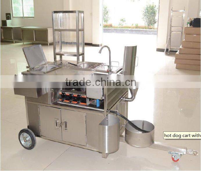 stainless steel mobile gas hot dog cart , food cart , street food kiosk cart for sale