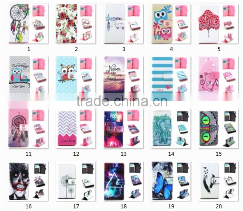 Book Style Customed Color Printed Flip Wallet Leather Cases For Sony Xperia Z5 Mini
