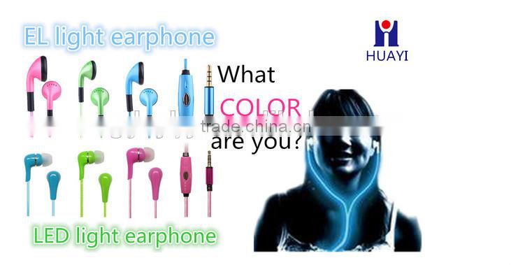 Shining Crazy Selling EL Flowing LED Light Earphone with microphone as Newst Promotion Gift gfactory directly supply