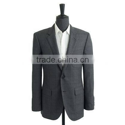 2014 Top Quality 100% wool Smoke Grey Plaid men suits made in china