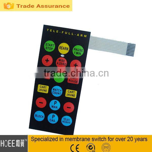 colorful plastic nameplate tactile buttons multi-color graphic overlay