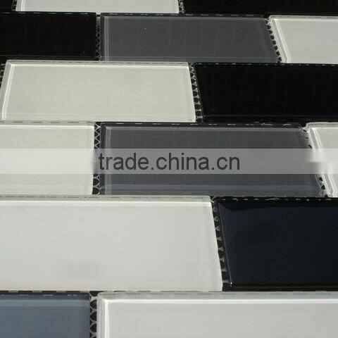 48*98 Germany design black and while glass mosaic brick HG-15-5