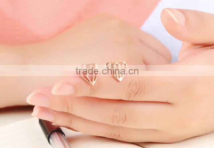 KSTONE Latest Fashion Rose Gold Plated Stainless Steel Shield Stud Earrings