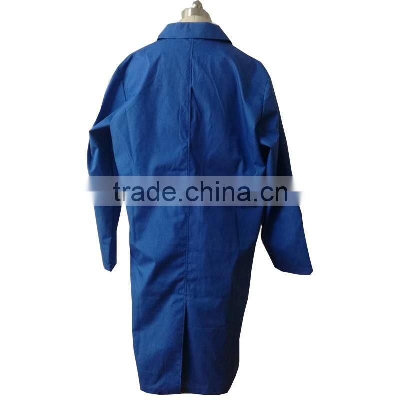 Competitive Price Work Clothing Blue Designer Lab Coat, Colored Long Sleeve Cotton Doctor Uniforms blue Lab Coat for hospital
