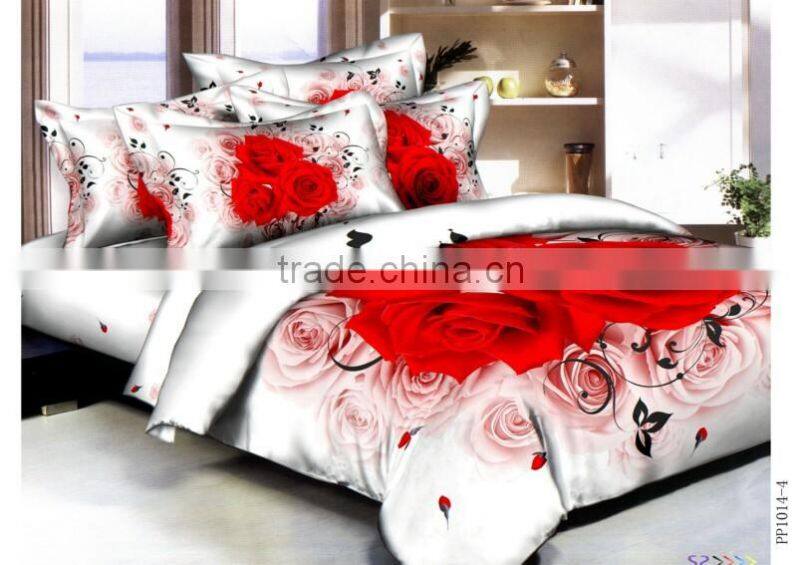 PRINTED COTTON 3D DESIGN REACTIVE PRINT DUVET COVER PILLOWCASES BEDDING SET WHITE BACKGROUND FLOWERAL BED SET