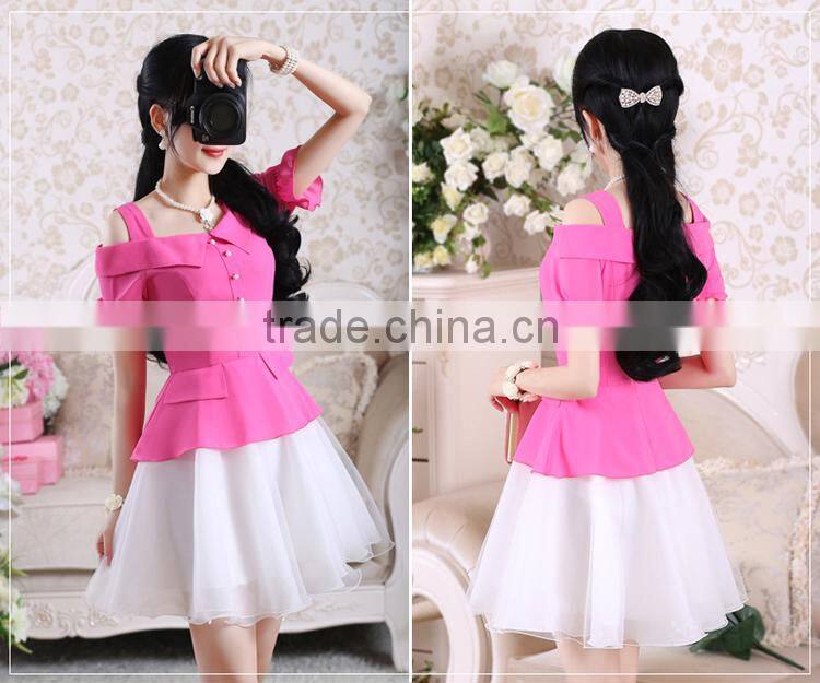 Mei red strapless organza chiffon dress