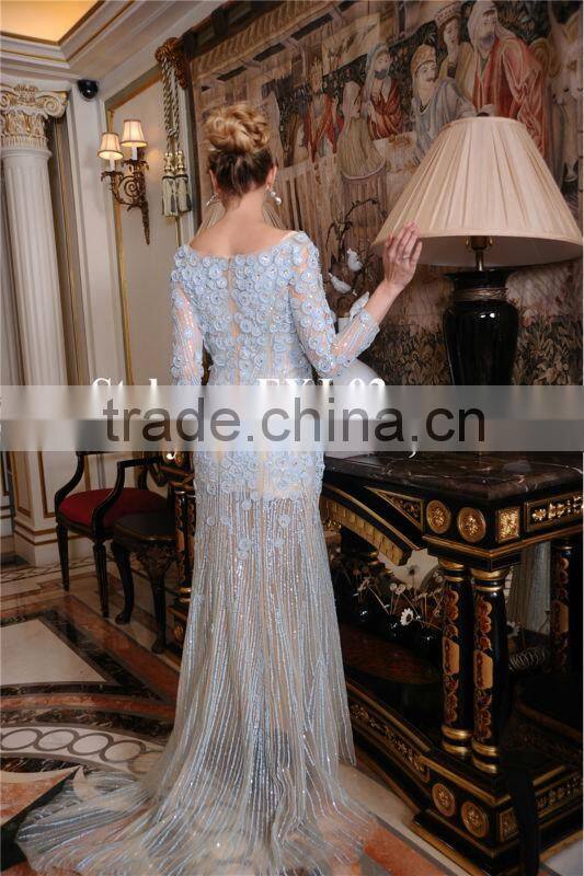Real Custom Made Hot Sale Heavy Beading Royal Blue And White Wedding Dresse