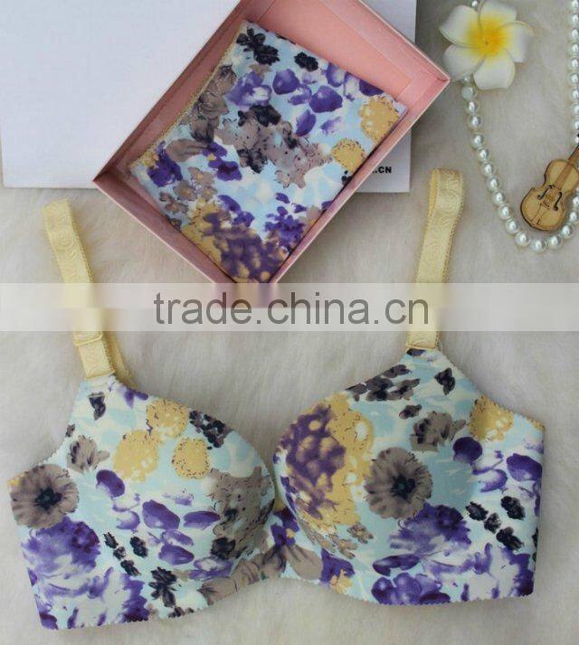 ladies flower printing basic bra and panties