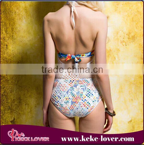 cheap good quality white hollow out swimwear padded bikini set one piece seersucker swimsuit wholesale 2015 bikini