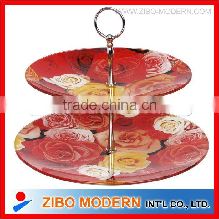 Christmas theme cake glass plate