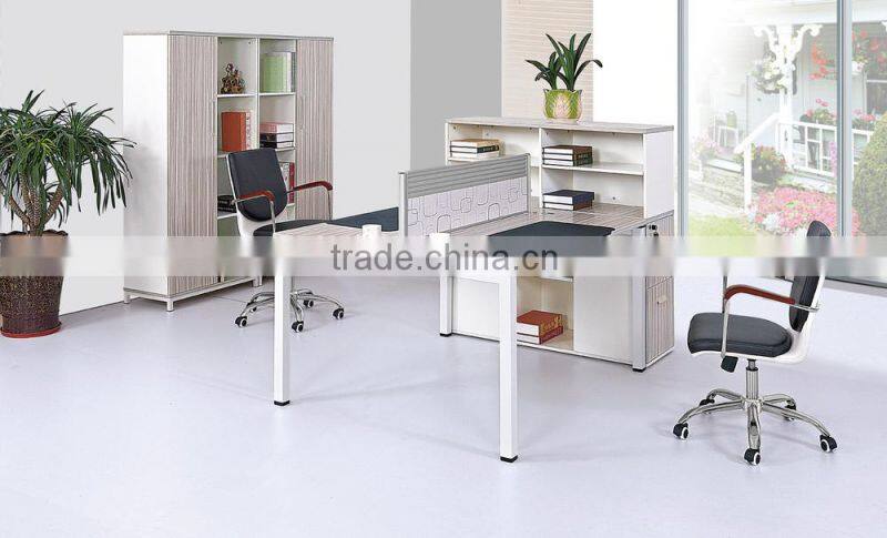 modern office workstation for two people with book shelf with four legs E-514