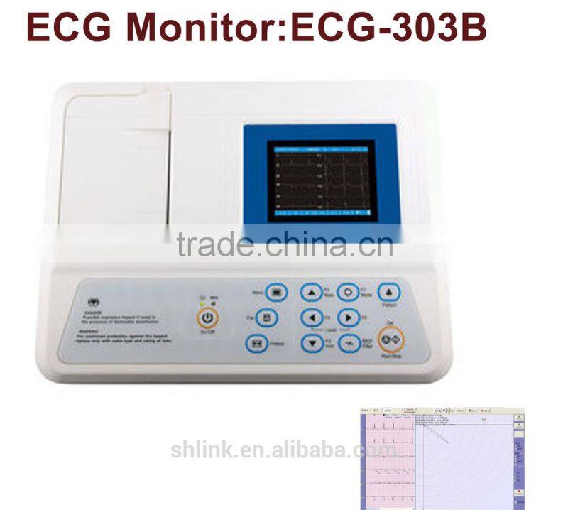 Automatic Analysis 3 Channel ECG Monitor with Color display ECG-303B
