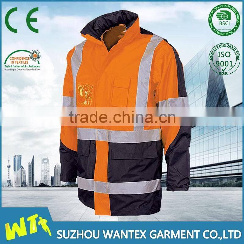hot sale working waterproof safety reflective jacket parka hi vis jacket parka