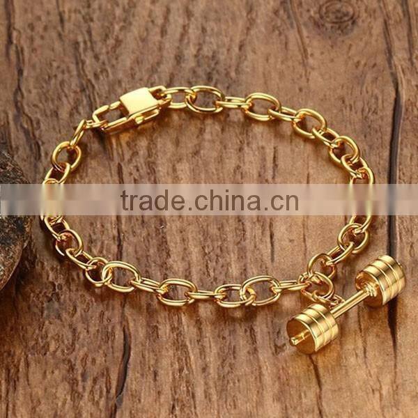 Fashion Dumbbell Pendant Stainless Steel Bracelet