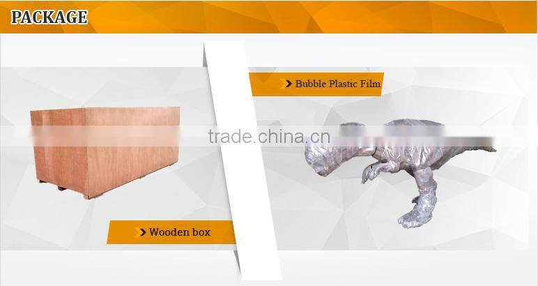 Amusement park facility riding and roaring dinosaur