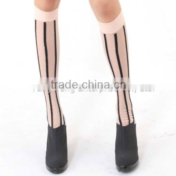 High Qulity Colorful Stripee Silk Knee Socks