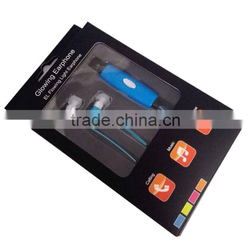 trending products 2016 super bass mp3 headphone luminous glowing zipper earphone