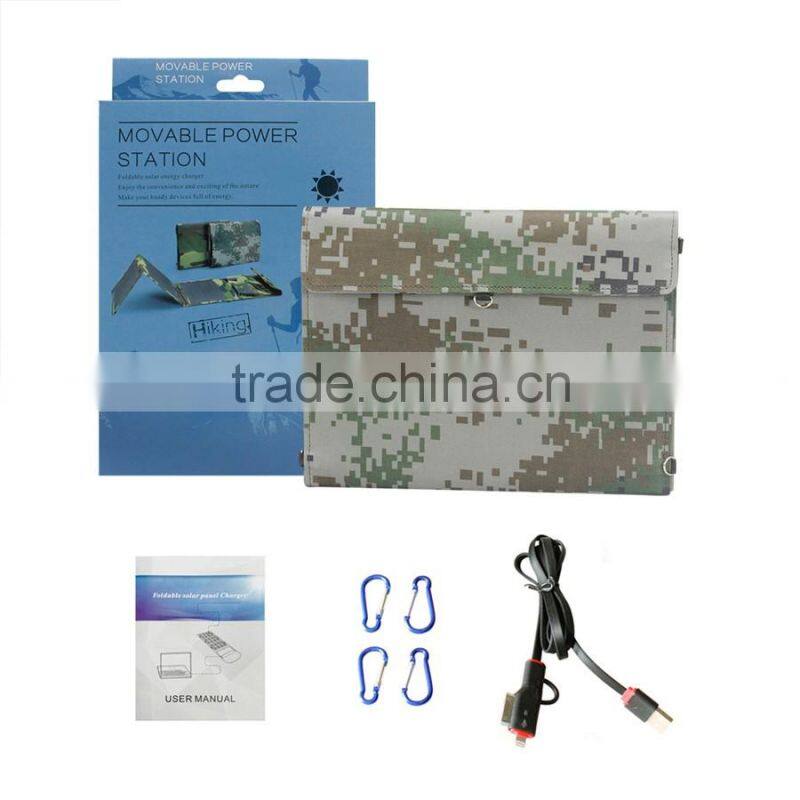 15W Solar Panel Charger with Dual USB Port ,Foldable solar mobile charger