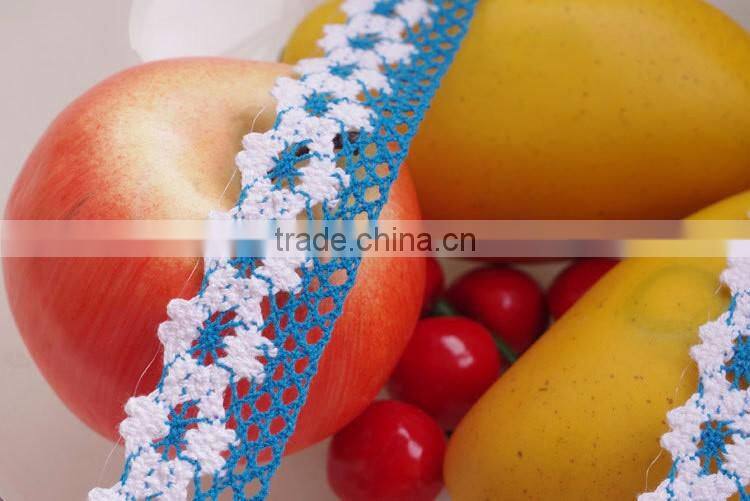 2016 blue african guipure Cotton ribbon trim crochet accessories lace c250104