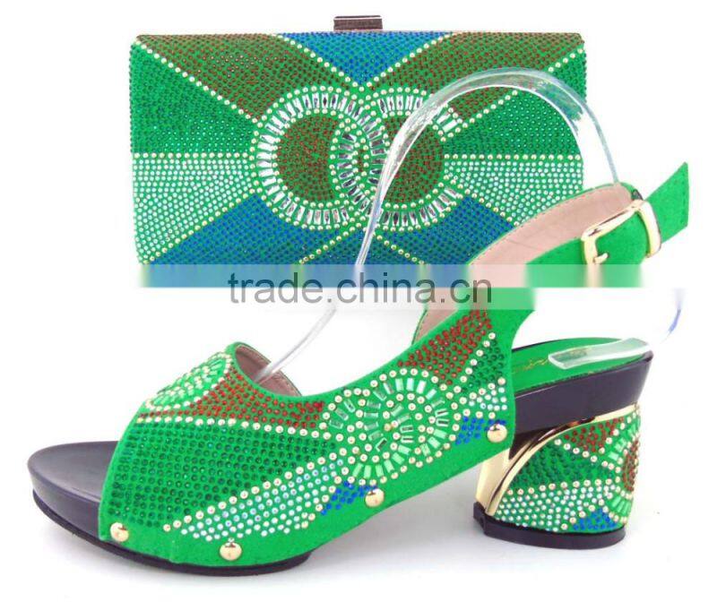 Colorful design bags mix middle heel sandals shoes and bags to match