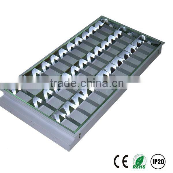 T8 recessed fluorescent insert louver fitting