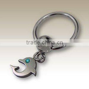 hot hanging dolphin with crystal stone fashion jewelry body piercing jewelry