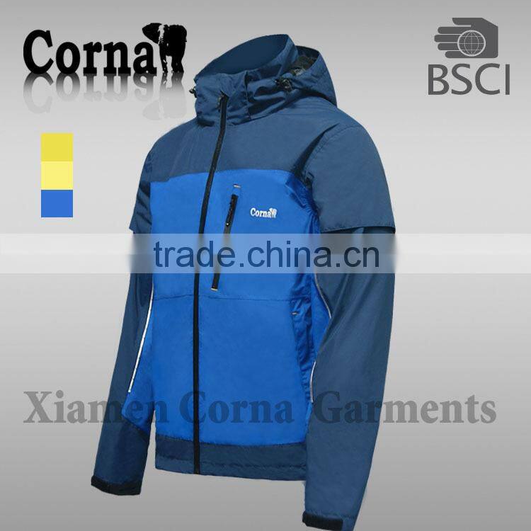 men yellow ski jacket with LED light in sleeve