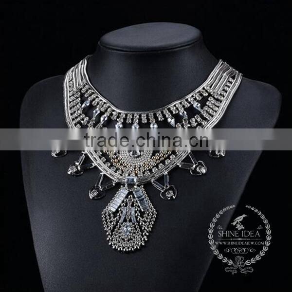 high quality vintage rhinestone chunky statement necklace tin alloy fashion women pendant necklace 6390055
