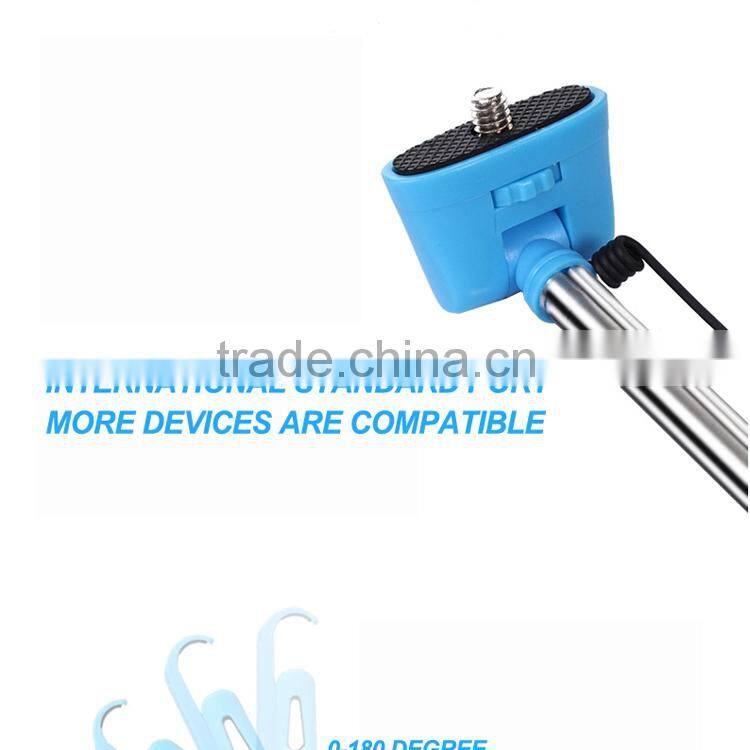 promotional cheap selfie stick with cable and mirror