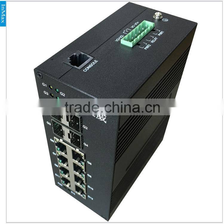 5 year warranty 4 Fiber Port and 8 RJ45 Port Din-rail Managed Gigabit Industrial Ethernet Switch i712A