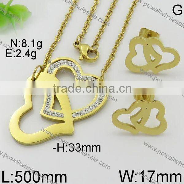 Latest hot heart style wholesale 18k gold jewelry set