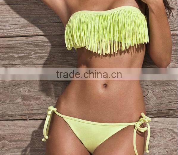 Wholesale Women Tassel Bikini Swimwear swimsuit Push up Fringe Top Bandeau Bikini