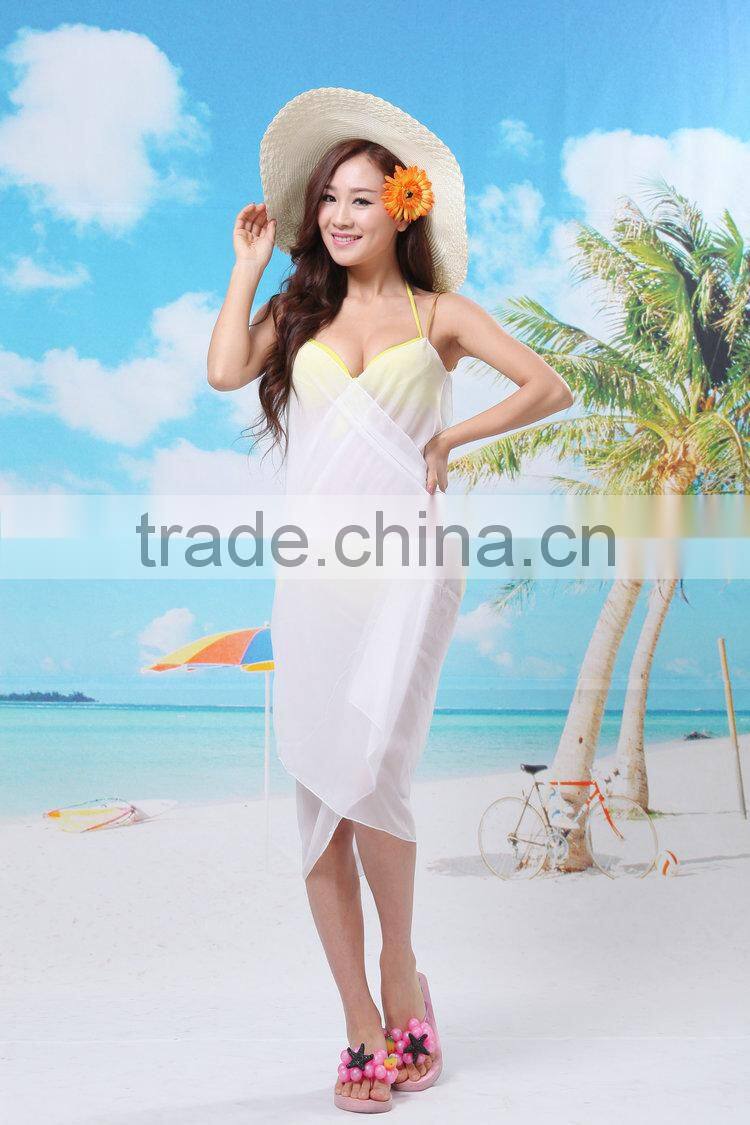Cheap Chiffon Hot Sexy Girl Wrap Front Summer Cover Up Beach Dress Towel Swimwear