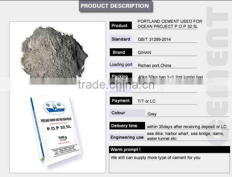 Pop micro portland cement 32.5 L used for ocean project