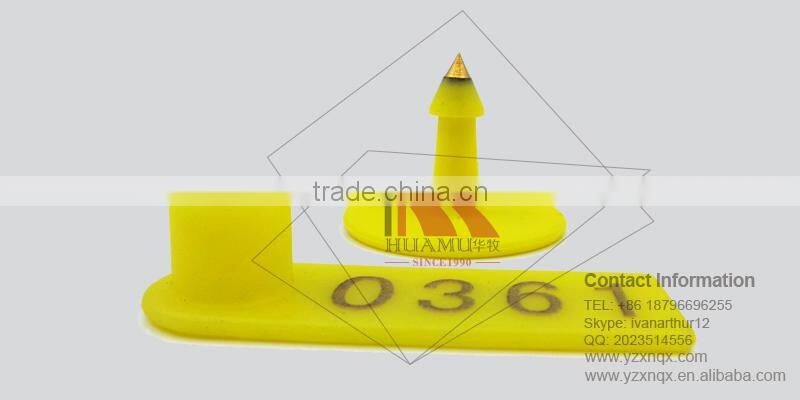 ear tag for buffalo with metal pin and TPU in yellow 50*16 mm