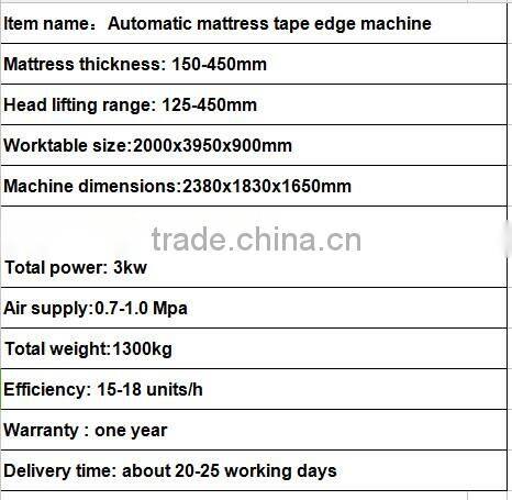 High efficiency suitable use for many size automatic mattress tape edge machine