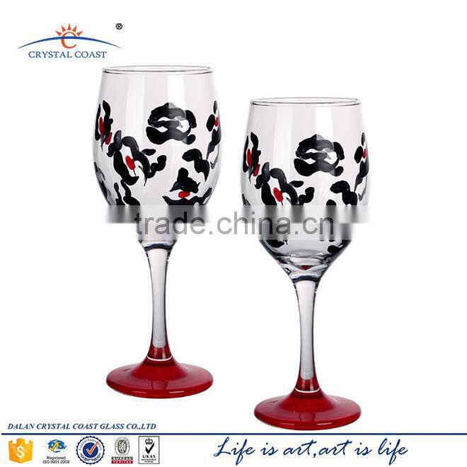 hand painted black colored red foot wine glass Halloween wine glass