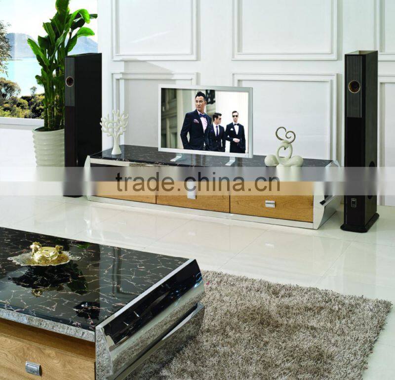 E331 Low Price Modern Glass Top Corner TV Stand