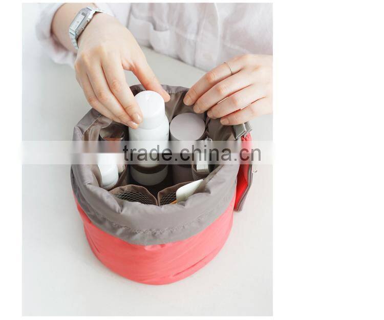 New han edition cylinder large volume waterproof draw string washing digital multifunctional travel to receive cosmetic bag