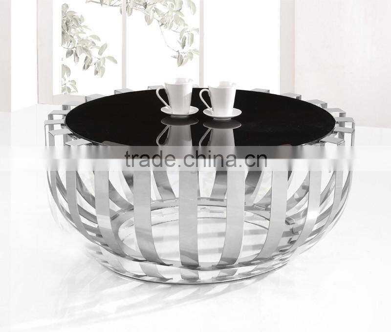 Flower shape design glass top coffee table 859#