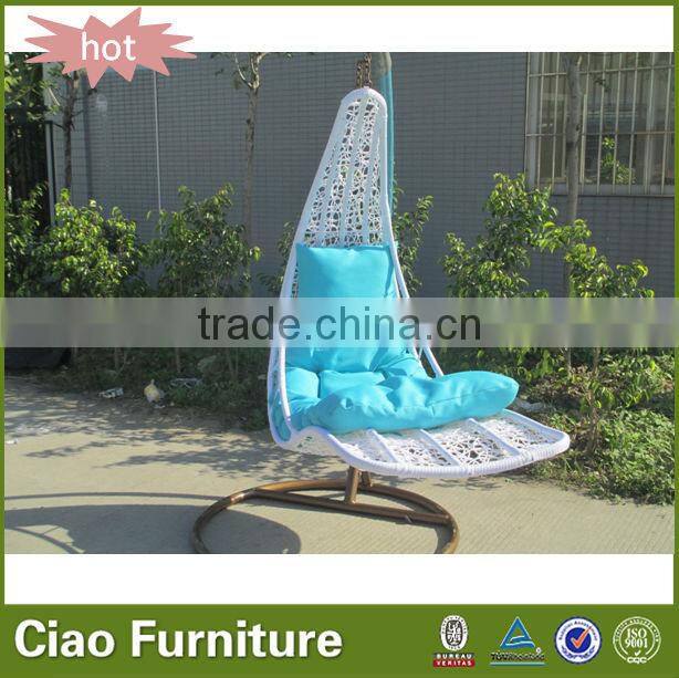 Outdoor adult swing garden moon shape rattan hanging chair