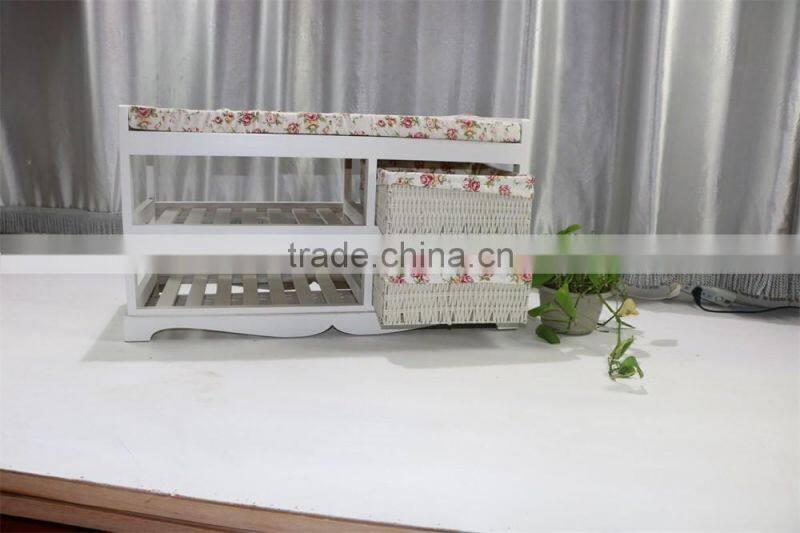 Wood shoe rack with cushion