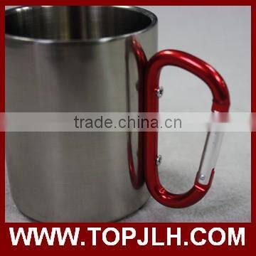 Custom logo printed Carabiner Handle Stainless Steel Coffee Mug