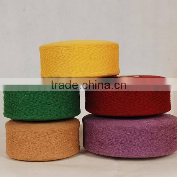 Recycled glove yarn poly cotton blended yarn Ne16 dyed and raw white for knitting