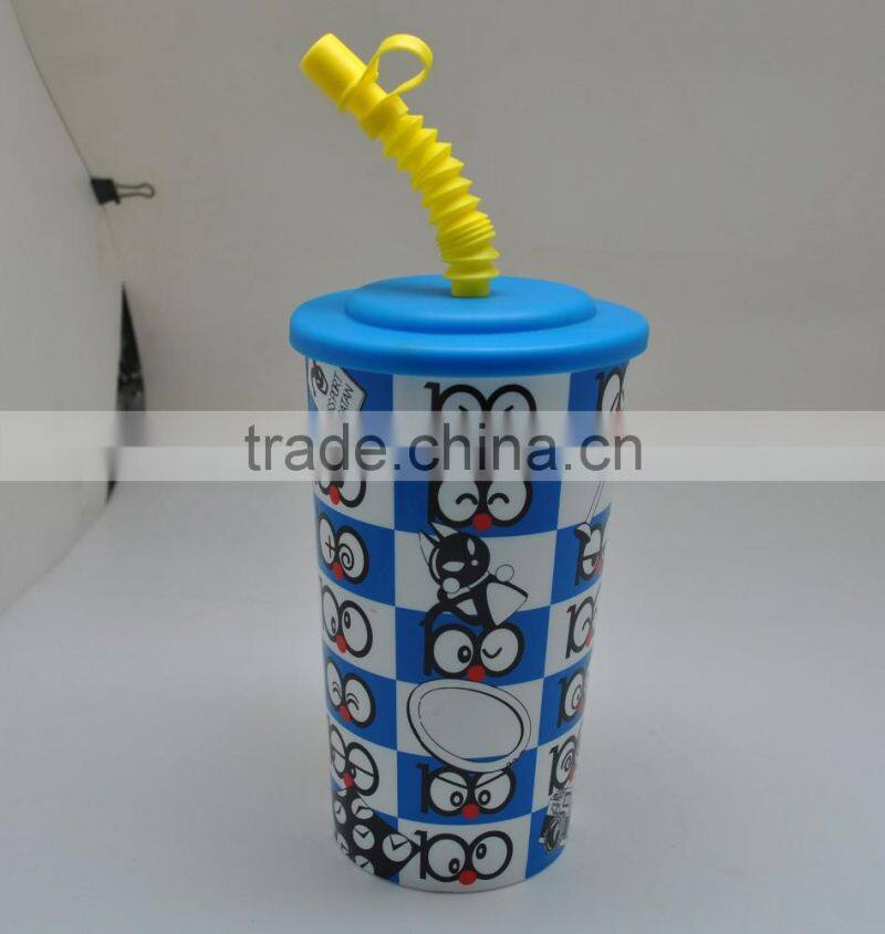 2017 promotional item PP kids plastic cups with straw for trading
