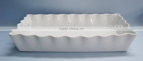 stoneware rectangle scalloped edges shaped baking bread loaf pan
